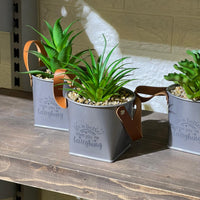 Metal Pot Look Artificial Succulent