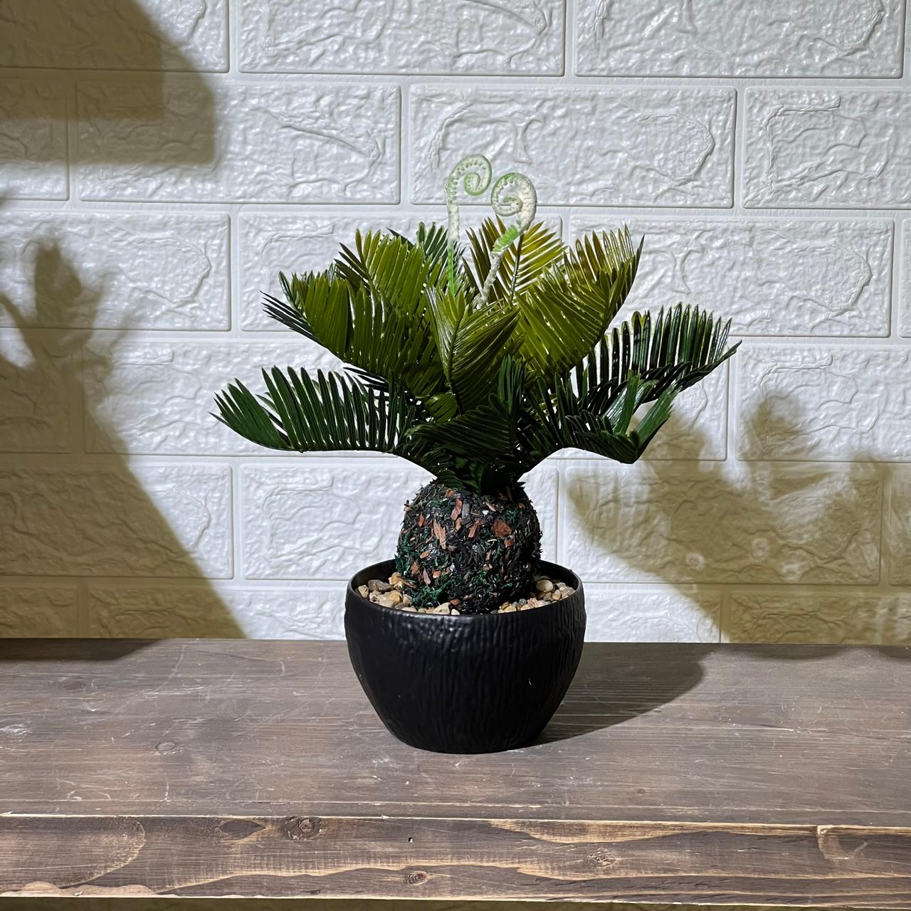 Mini Palm Artificial Plant Black Pot