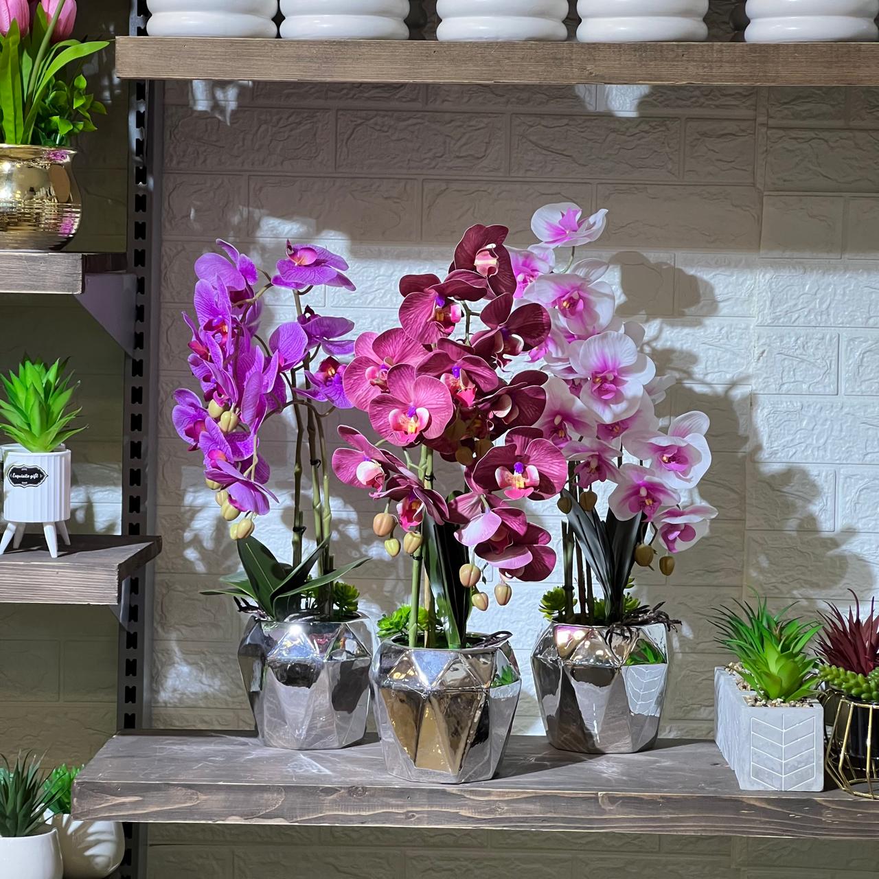 Edgy Chrome Artificial Orchid