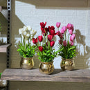Gold Chrome Pot Artificial Rose