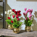 Gold Chrome Pot Artificial Rose