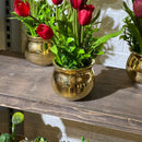 Gold Chrome Pot Artificial Rose