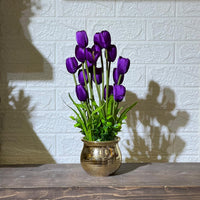 Gold Chrome Pot Artificial Rose