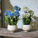 Striped Textured Striped White Pot Artificial Plant
