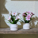 Round Bubble White Pot Artificial Plant