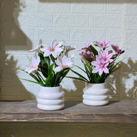 Round Bubble White Pot Artificial Plant