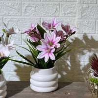 Round Bubble White Pot Artificial Plant