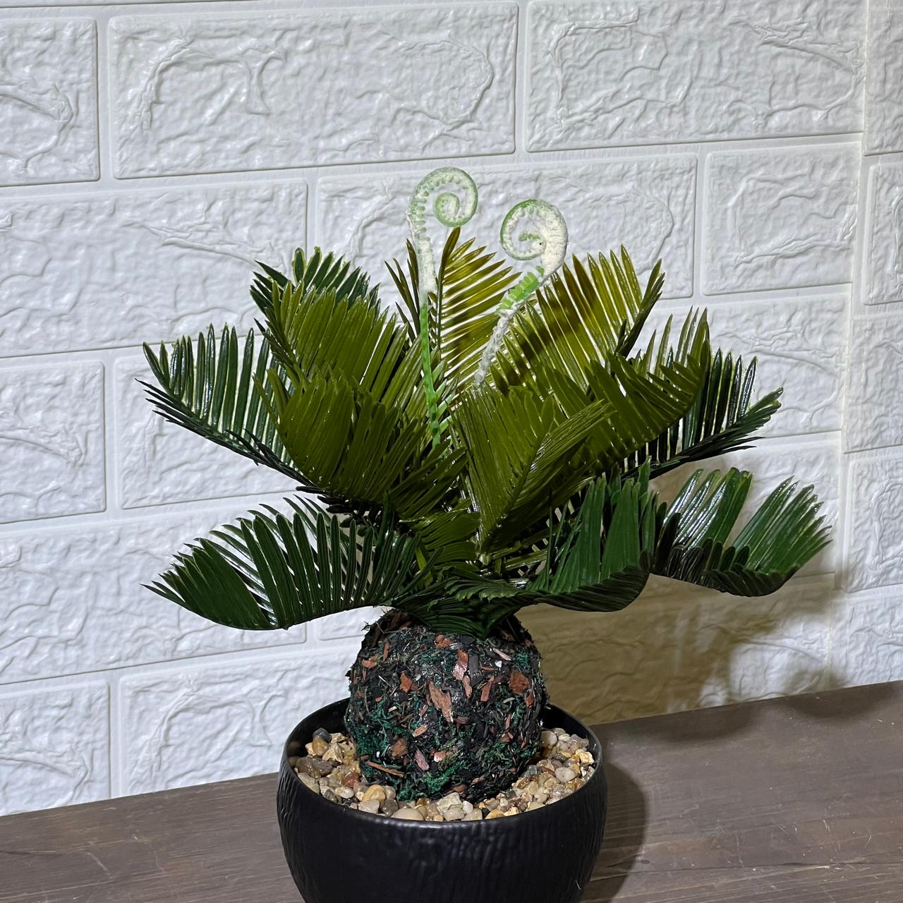 Mini Palm Artificial Plant Black Pot