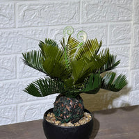 Mini Palm Artificial Plant Black Pot