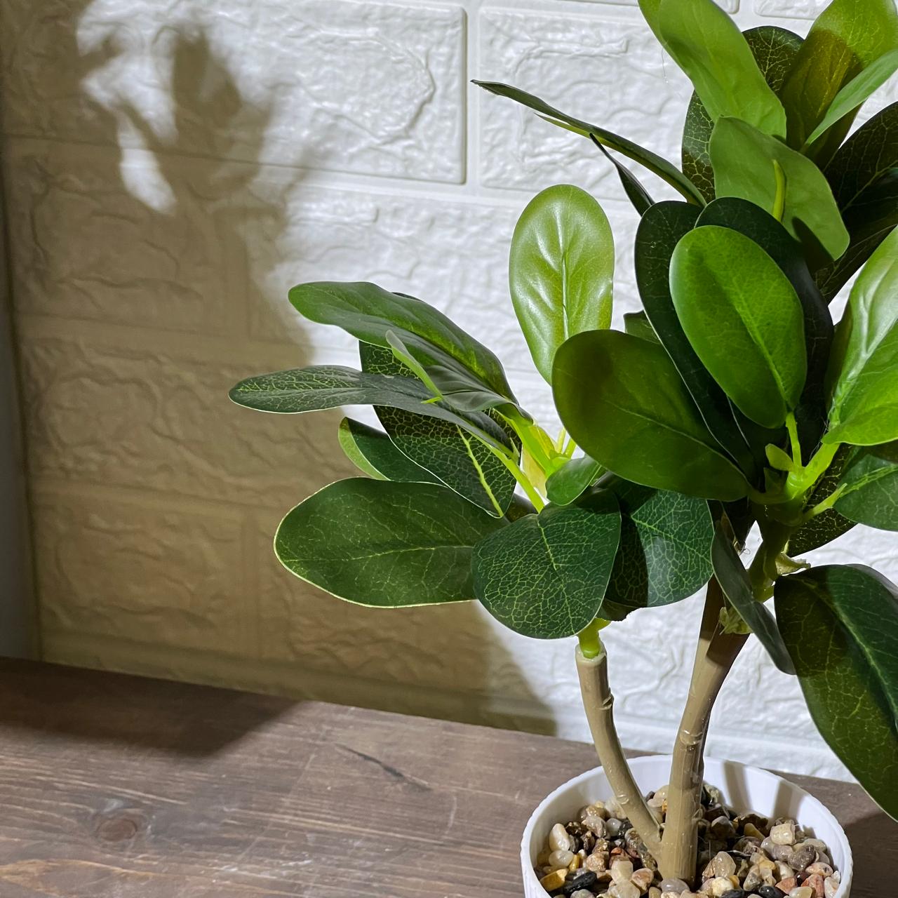 Striped White Pot Artificial Plant