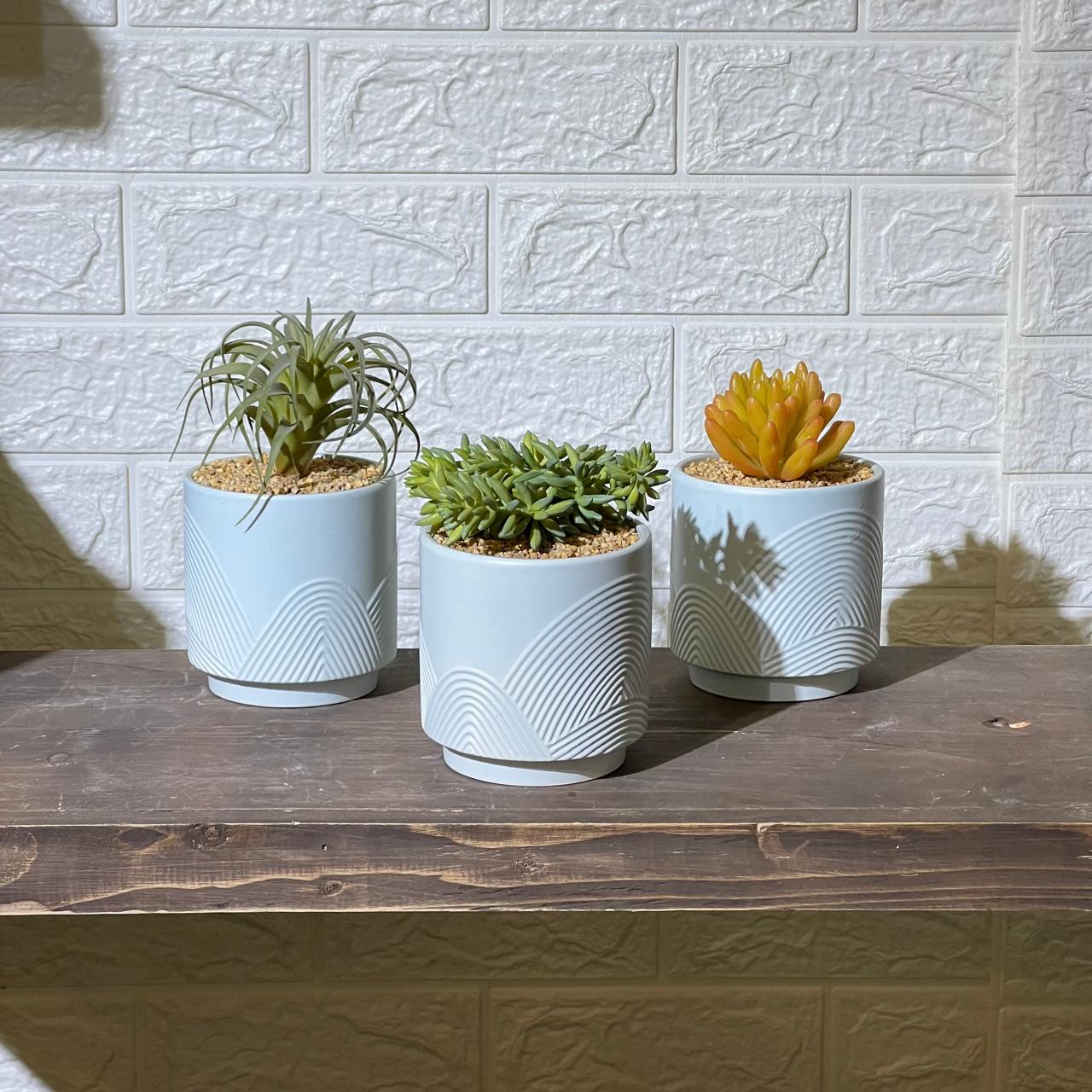 Light Blue Pastel Pot Artificial Plant