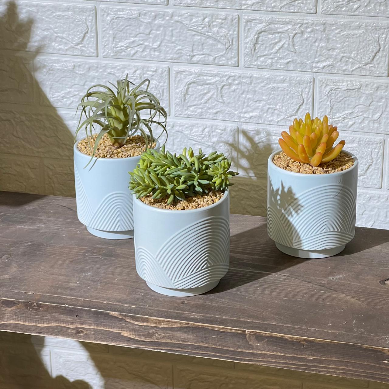 Light Blue Pastel Pot Artificial Plant