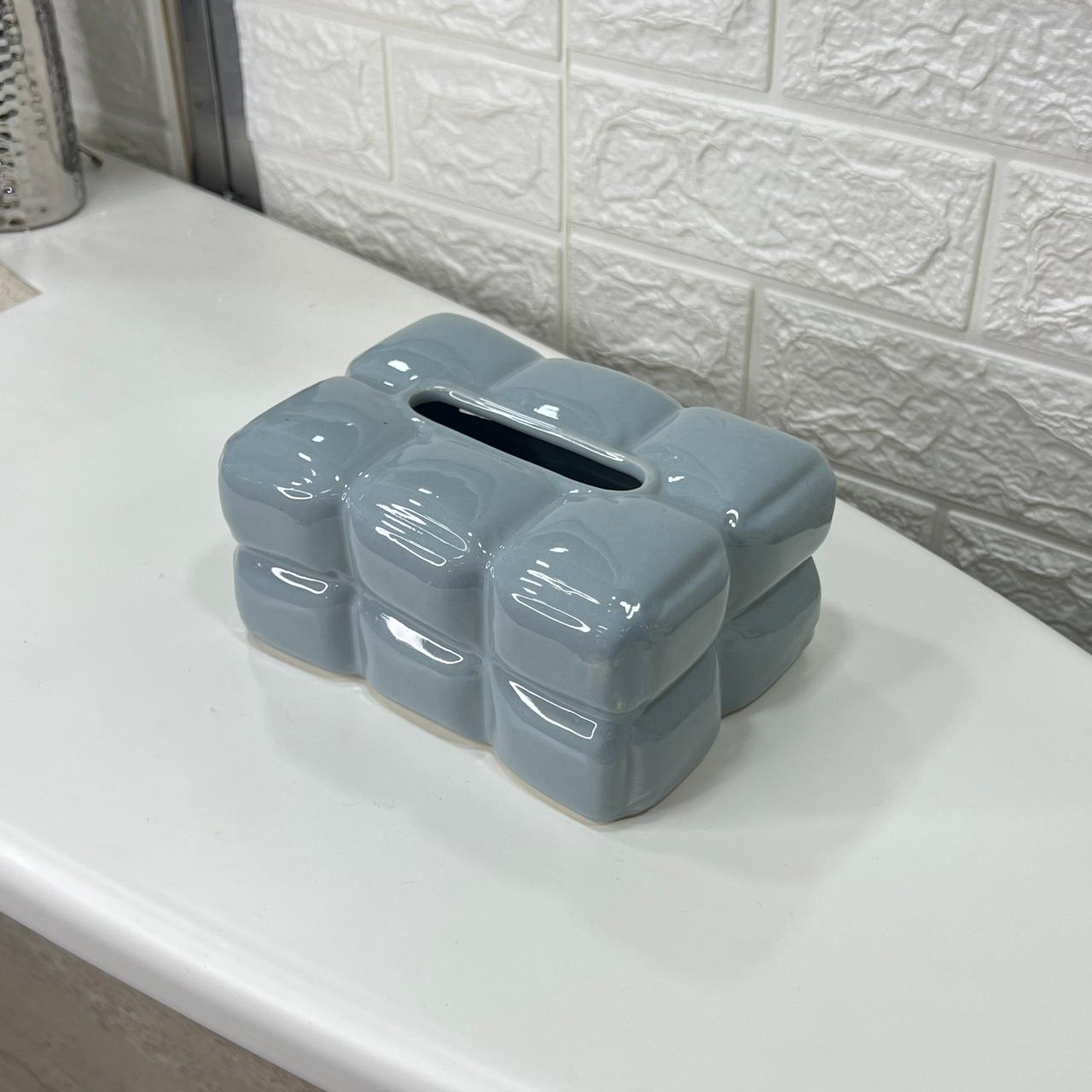 Bubbly Square Ceramic Tissue Box