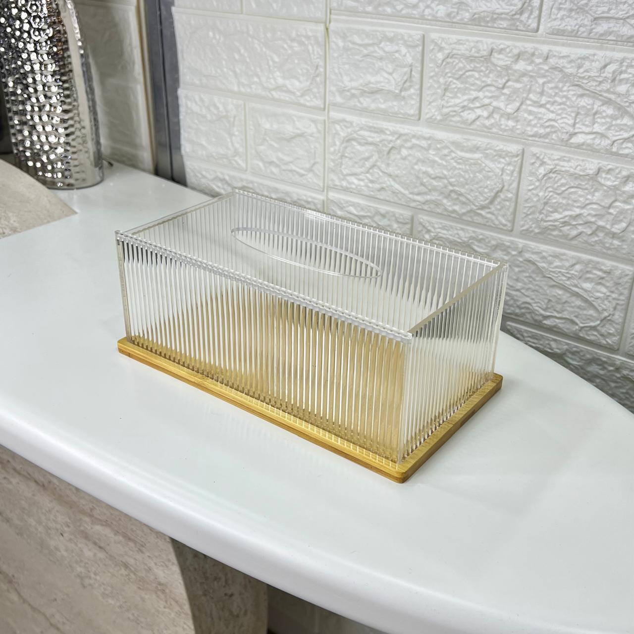 Wood Base Clear Tissue Box