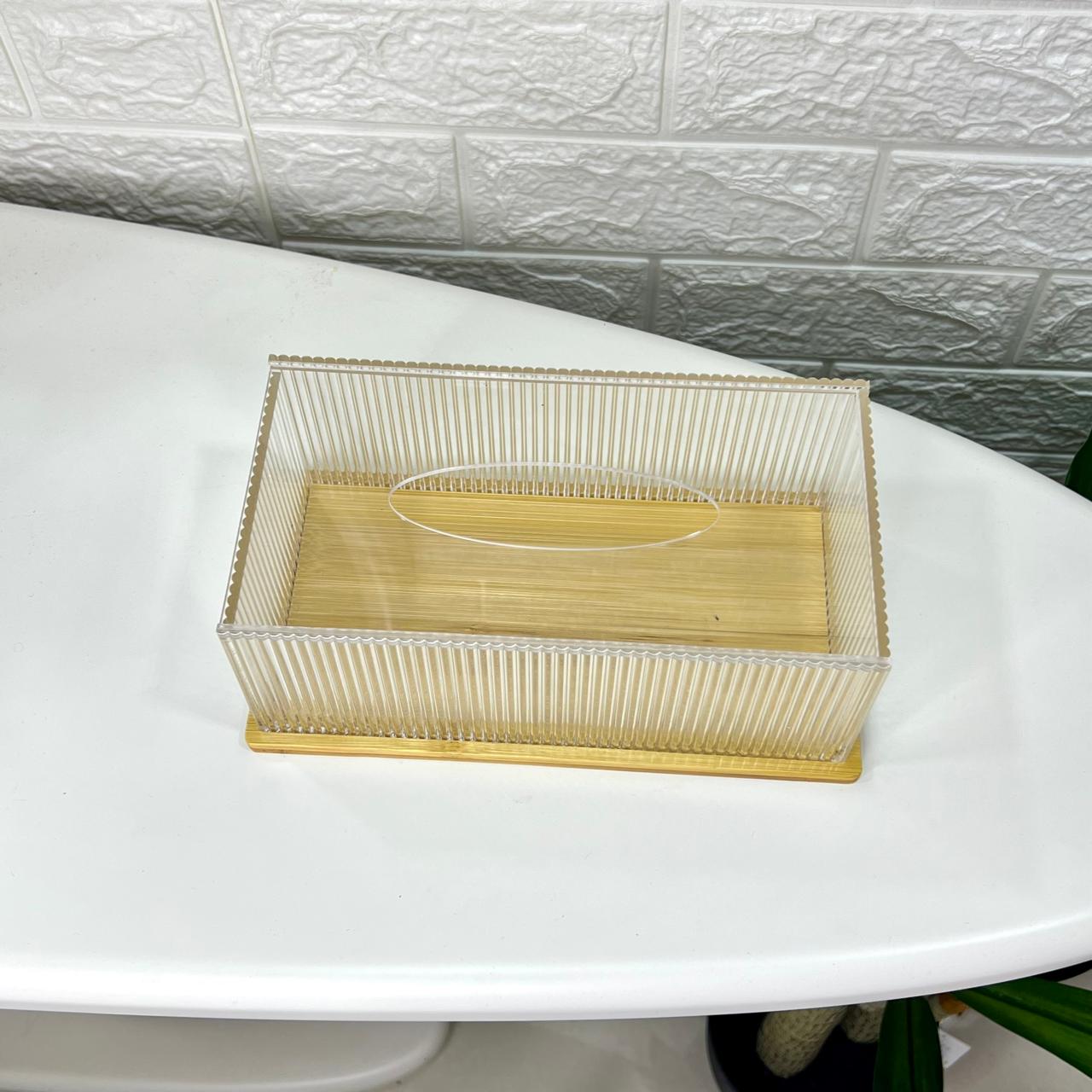 Wood Base Clear Tissue Box