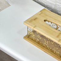 Double Wooden Clear Tissue Box