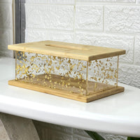 Double Wooden Clear Tissue Box