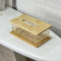 Double Wooden Clear Tissue Box