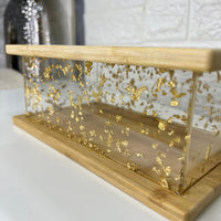 Double Wooden Clear Tissue Box