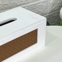 Wood & Leather Design Tissue Box