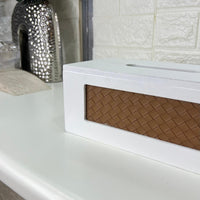 Wood & Leather Design Tissue Box