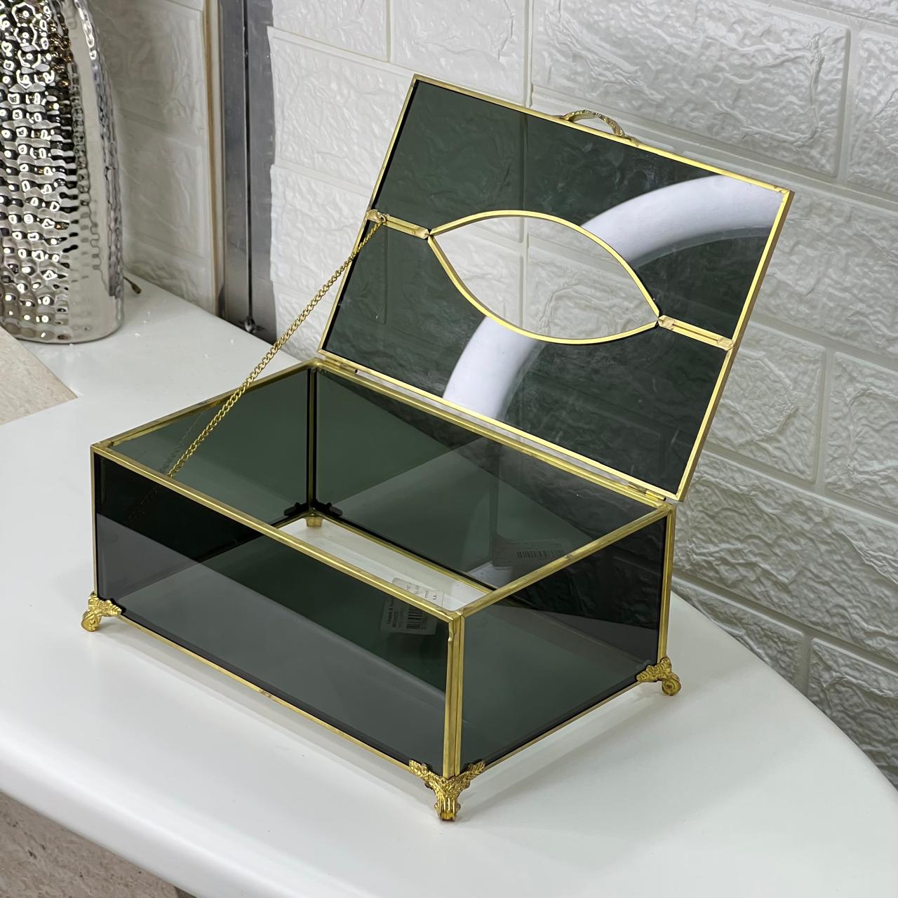 Classy Black Glass Tissue Box