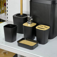 Black & Bamboo 6-Piece Bathroom Set