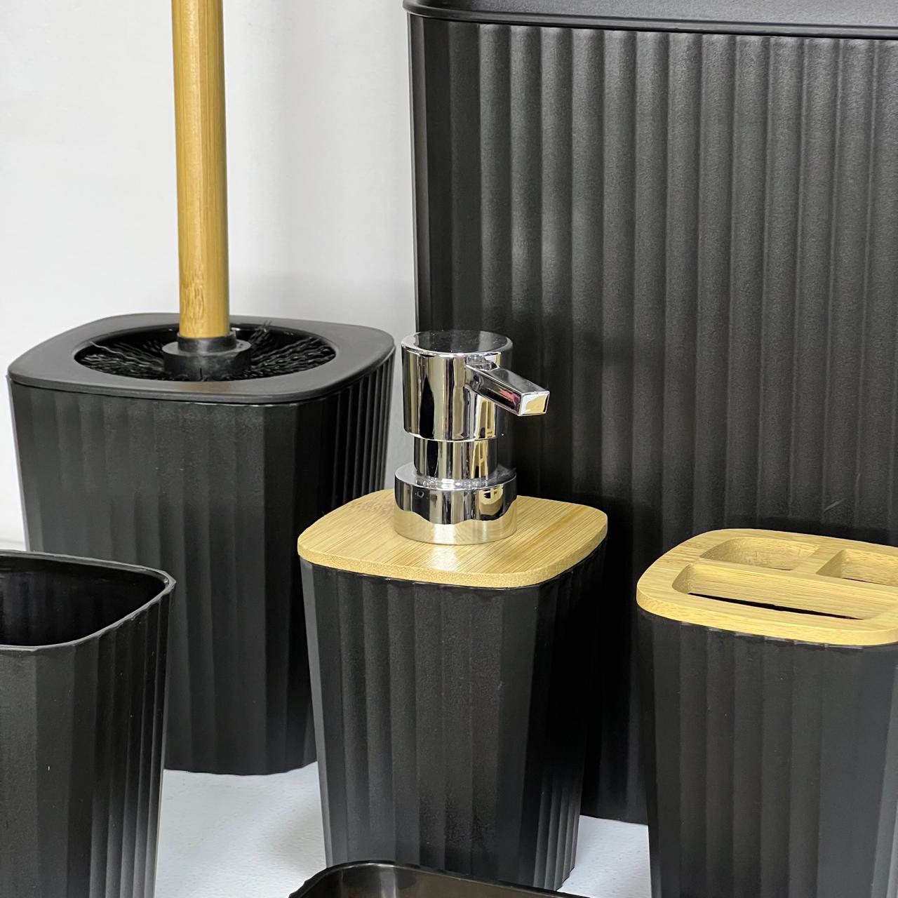 Black & Bamboo 6-Piece Bathroom Set