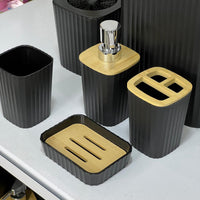 Black & Bamboo 6-Piece Bathroom Set