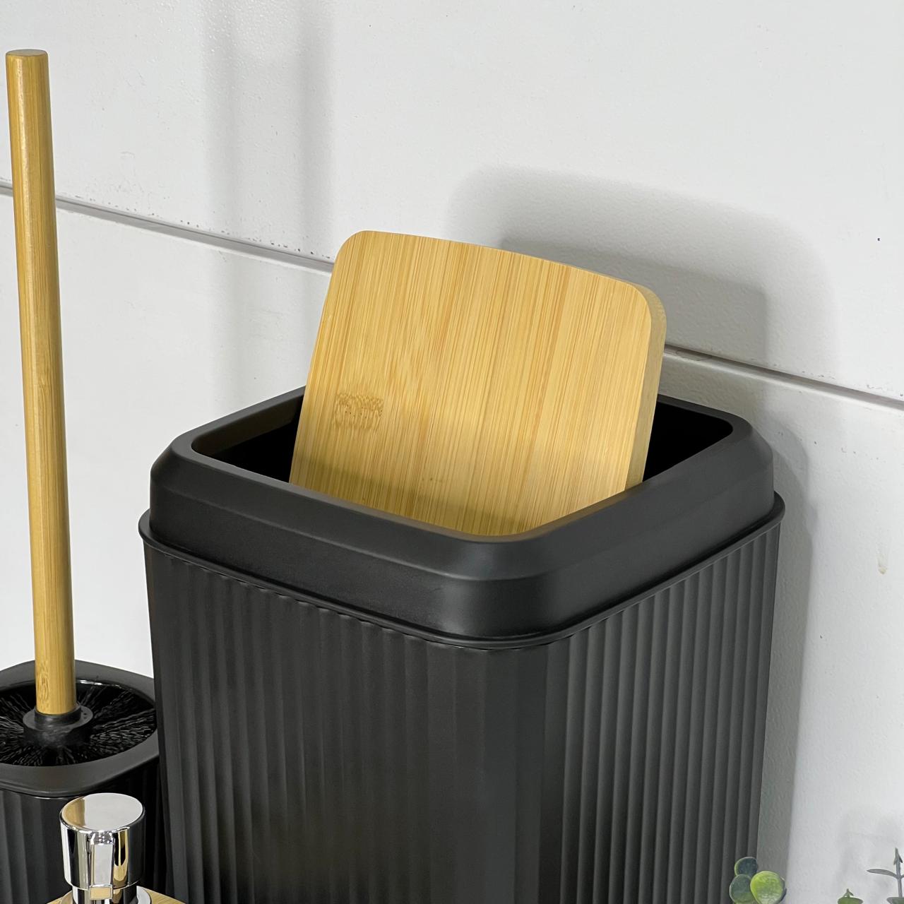Black & Bamboo 6-Piece Bathroom Set