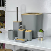 Cute Grey & Bamboo 6 - Piece Bathroom Set
