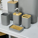 Cute Grey & Bamboo 6 - Piece Bathroom Set