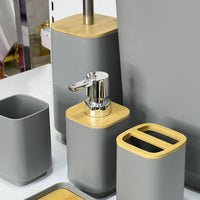 Cute Grey & Bamboo 6 - Piece Bathroom Set