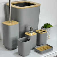Cute Grey & Bamboo 6 - Piece Bathroom Set