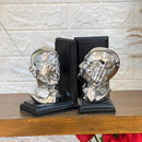 Chrome Face Bookends Set