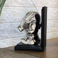 Chrome Face Bookends Set