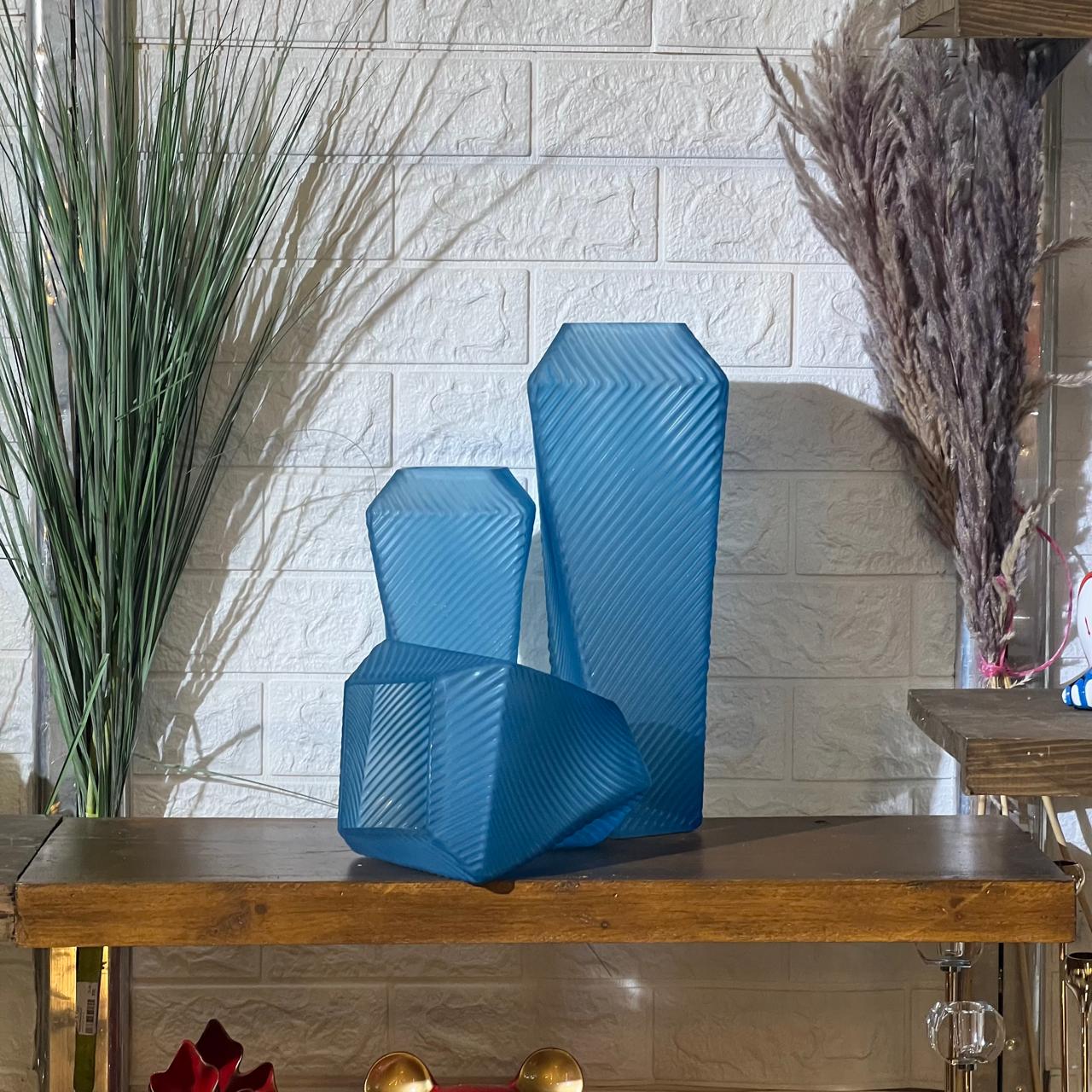 Ice Blue Vase Set