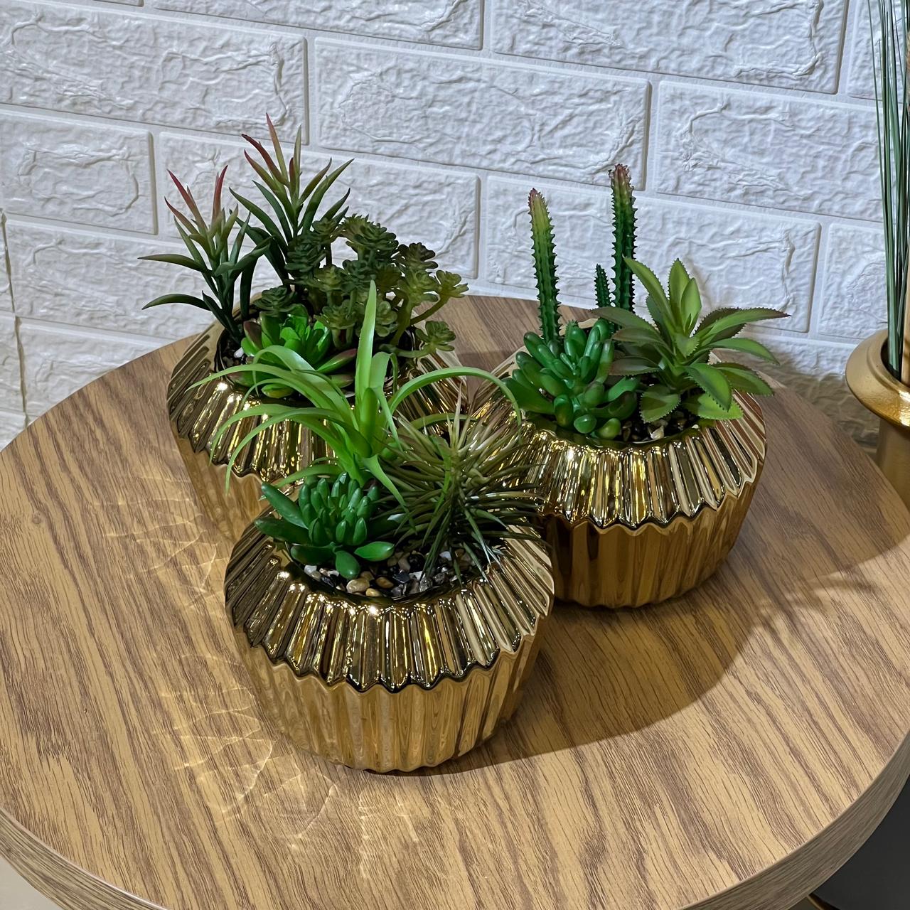 Striped Golden Artificial Plant Arrangement