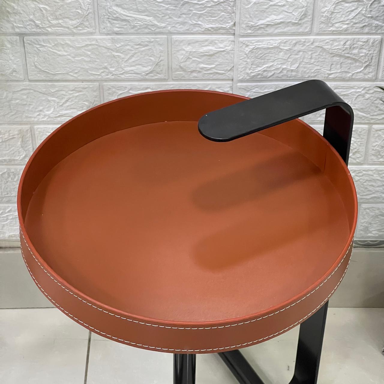Hermes Orange Leather Top Luxury Table