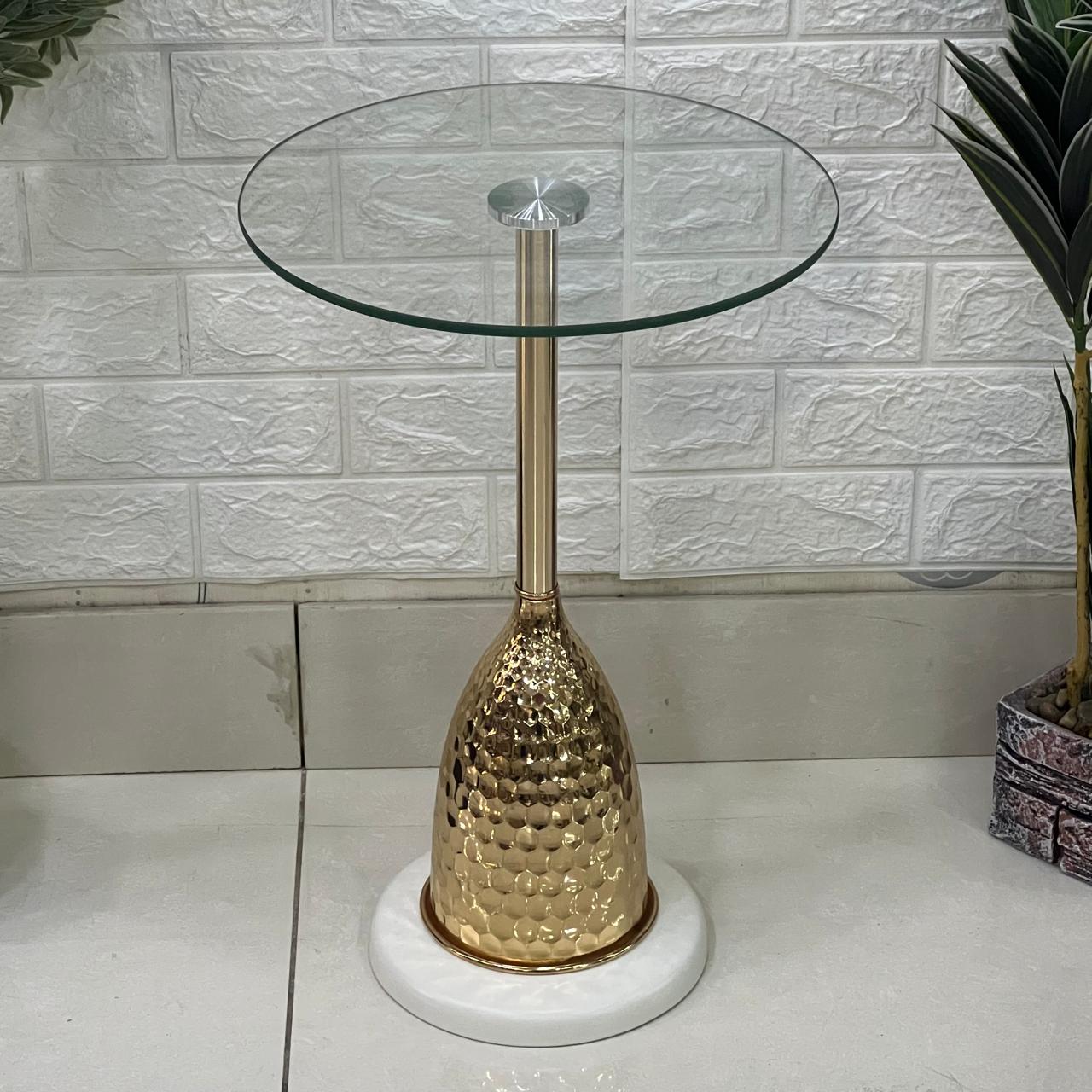 Gold/Marble Base Clear Top Table