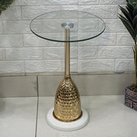 Gold/Marble Base Clear Top Table