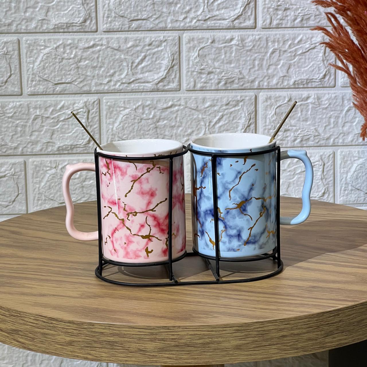 Marble Look Two Mug Set