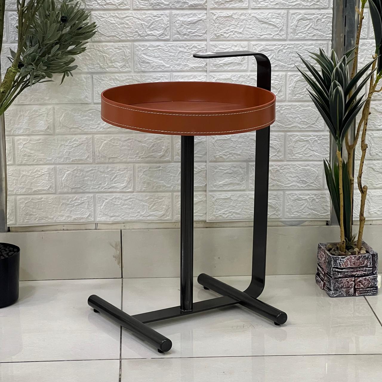 Hermes Orange Leather Top Luxury Table