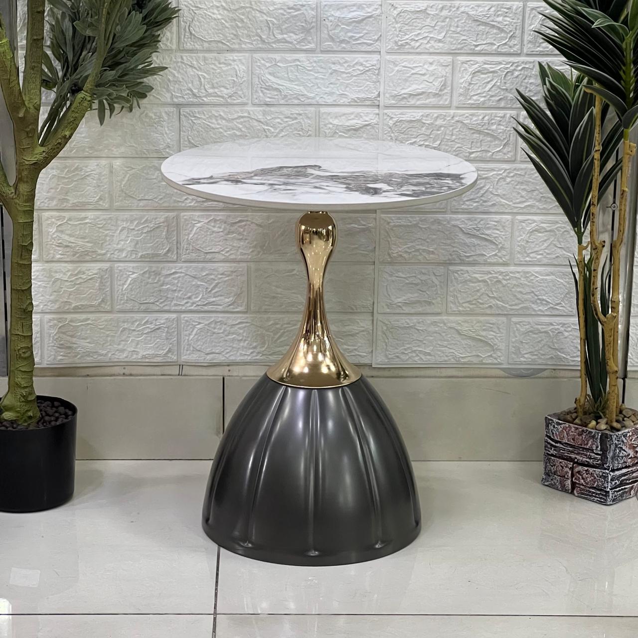 Metal Base Marble Top Look Luxury Modern Table