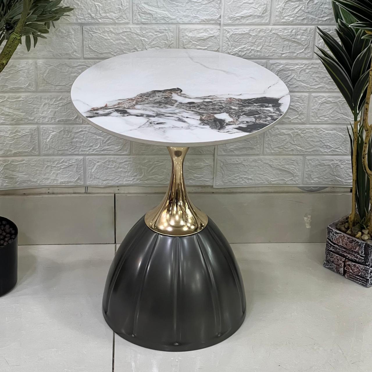 Metal Base Marble Top Look Luxury Modern Table