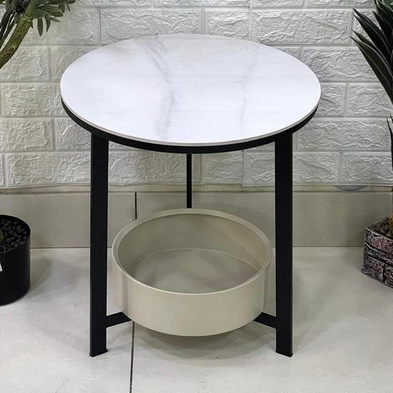 Marble Look Bottom Storage Modern Table – Okash & Kash