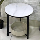 Marble Look Bottom Storage Modern Table