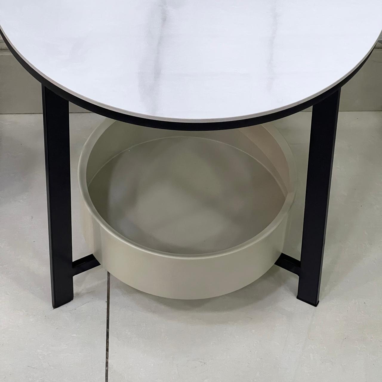 Marble Look Bottom Storage Modern Table