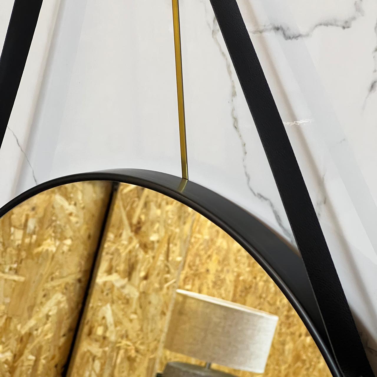 55cm Black Round Mirror