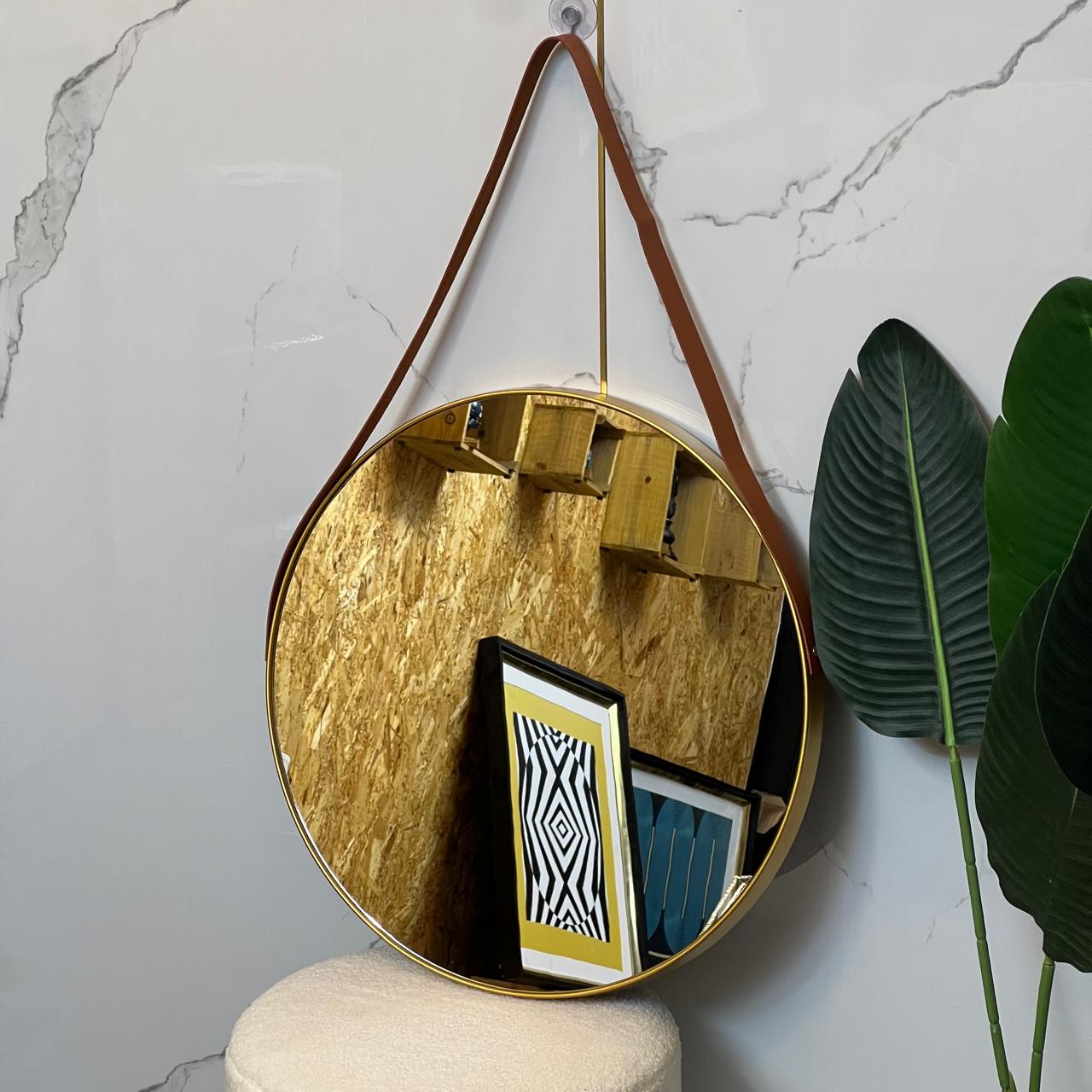 Golden Round Mirror